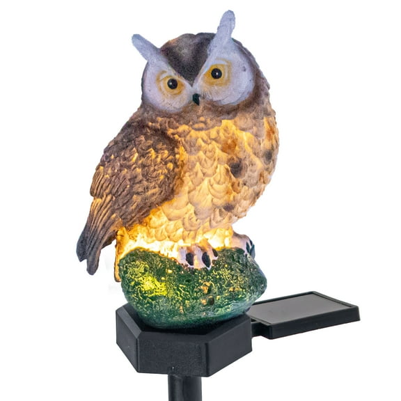 Solar Owl Garden Light with Rotating Panel Decorative LED Pathway Lamp for Yard & Patio