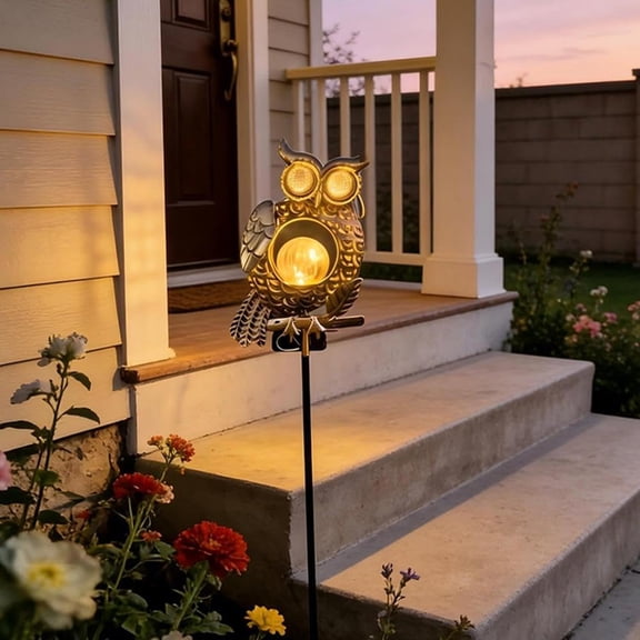 Solar Owl Garden Light Outdoor Waterproof Animated Owl Solar Lantern Lamp With Stake For Patio Yard Lawn Pathway Owl Lover Gift (1Pcs)