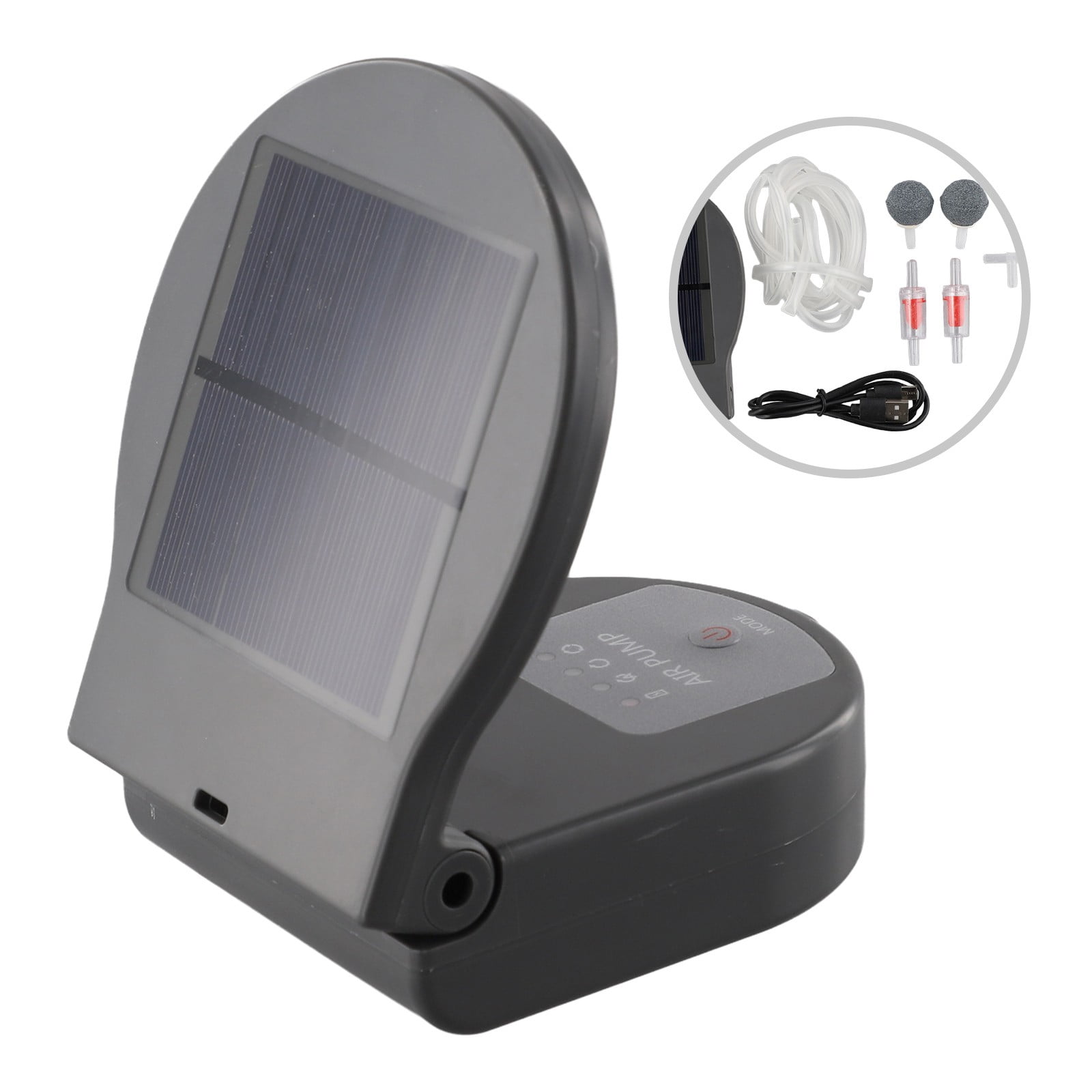 Solar Oxygen Pump Fish Tank Aerator Outdoor Portable 3-Mode Aquarium Air Pump with Built-in Battery for Ponds and Aquariums