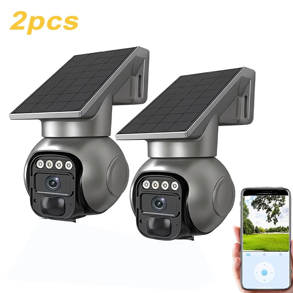 Solar PTZ Security Camera Outdoor Wireless, AI Human Detection, Color Night Vision, Two-Way Audio, Solar Powered Battery, No WiFi Needed