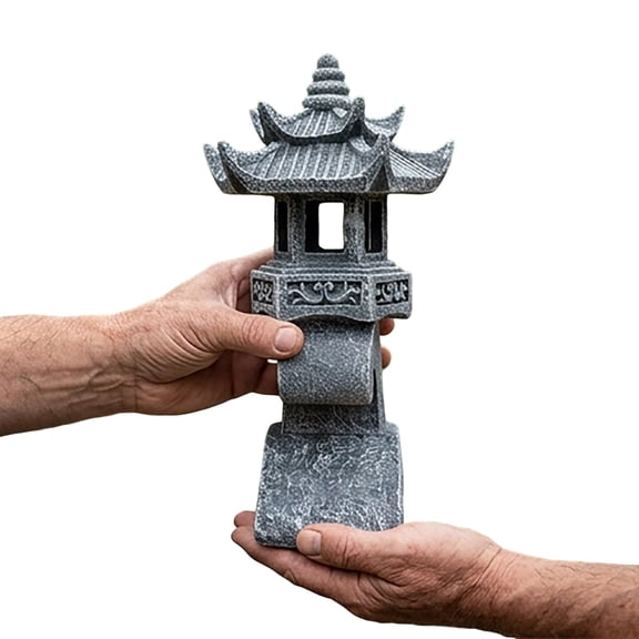 Solar Pagoda Garden Stake Light Outdoor Zen Ornament with LED Glow for Lawn Walkway Patio Porch Front Door and Garden as Landscape Lighting Decor for Yard and Entry