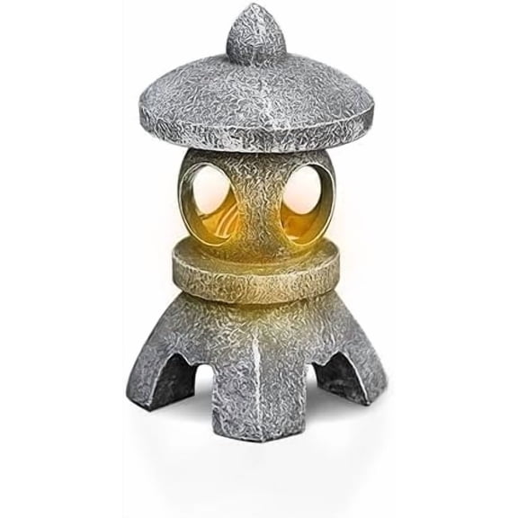Solar Pagoda Lantern Garden Statue, Energy-Saving Solar Pagoda, Zen Garden Decor, Japanese Yard Lamp Landscape Decor, Imitation Stone Material,10.2Inch, for Landscape Balcony/Patio/Porch Yard