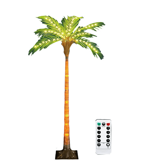 Solar Palm Tree Lights for Patio Outdoor Decoration,4.6FT Artificial Palm Tree with 110 LED Lights for Pool Bar,1 x lawn light 1 x solar panel 1 x remote control