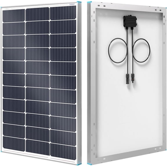 Solar Panel 100 Watt 12 Volt, High-Efficiency Monocrystalline PV Module Power Charger for RV Marine Rooftop Farm Battery and Other Off-Grid Applications, RNG-100D-SS, Single 100W
