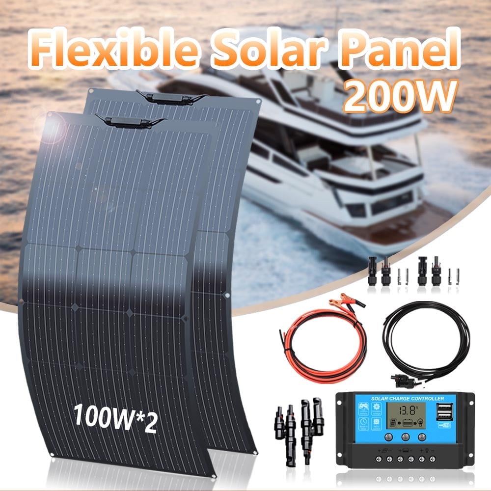 Xinpuguang Flexible Solar Panel 2x100W System Kit,Monocrystalline,20A Charge Controller,for RV Boat Cabin Car