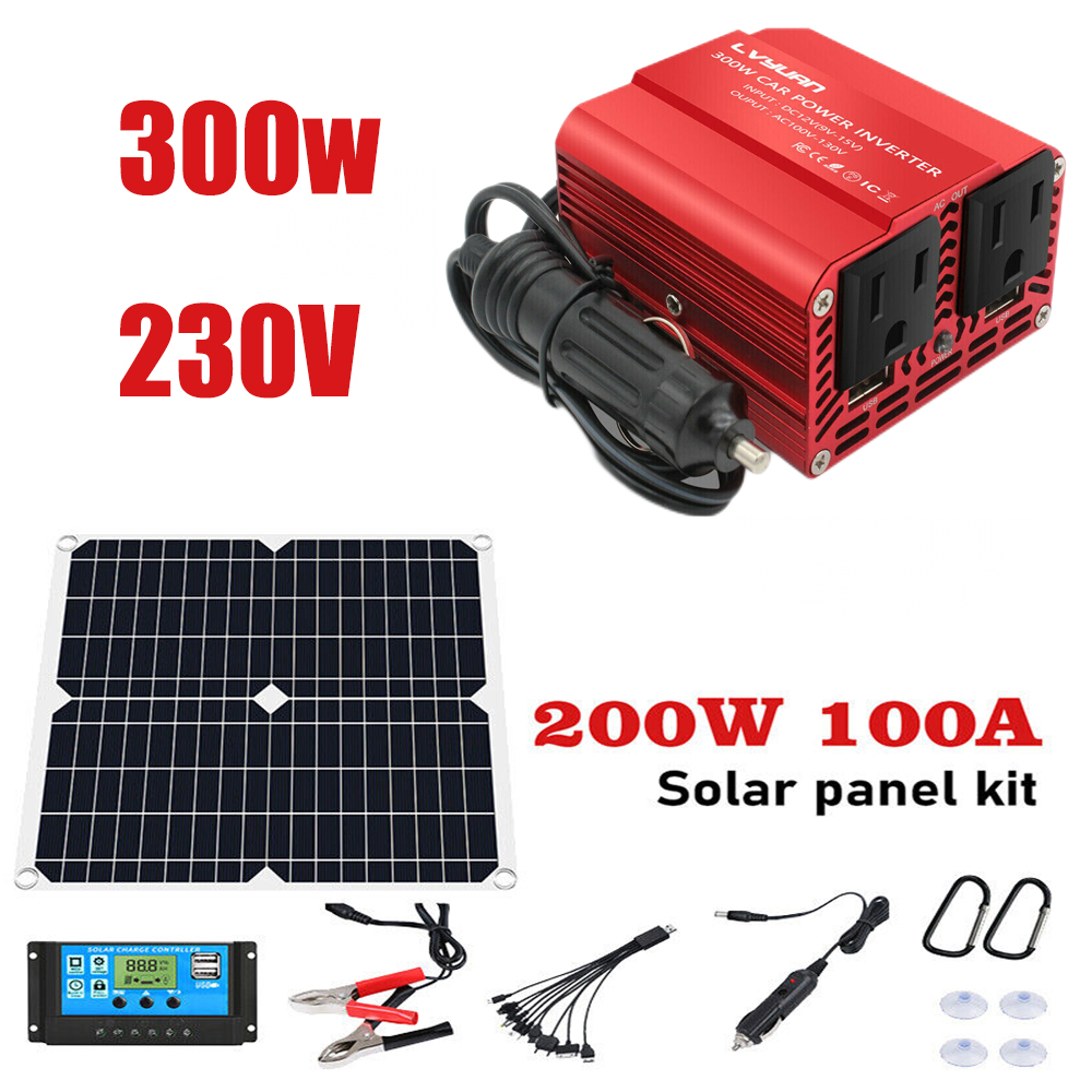 RV Boat Solar Power 200 Watt Solar Panel Kit (2x100W Panels) - 12V/24V ...