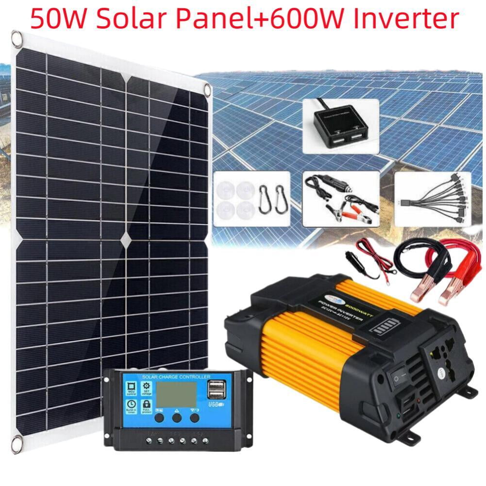 Solar Panel, 50W 12 Volt DFITO Portable Solar Panel Charger, with 600W Inverter Controller Suitable for Rv/Car/ Boat/Camping/ Garde
