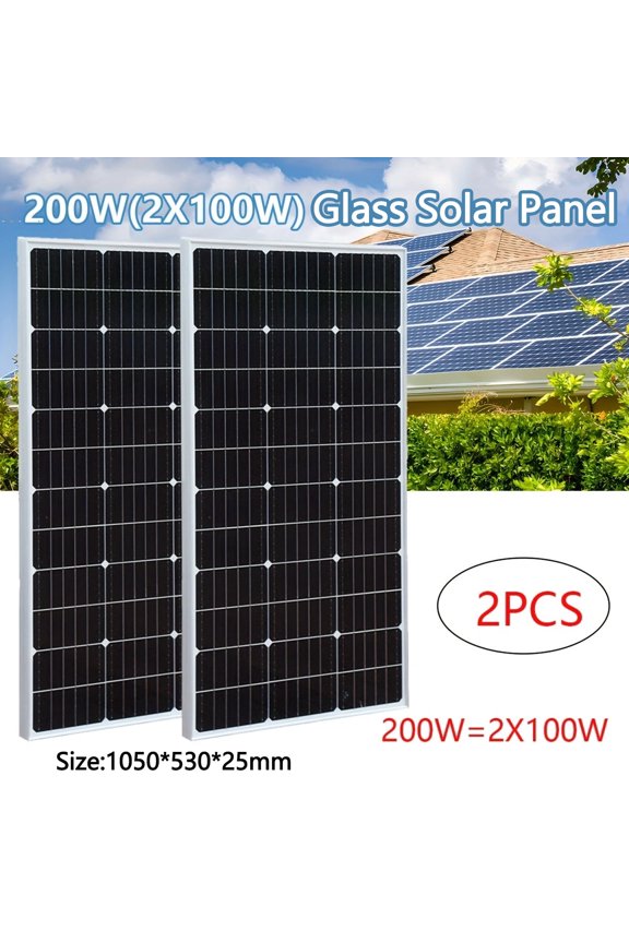 Solar Panel 2PCS Solar Panels 100 Watt 12 Volt, 200W Soalr Panel High Efficiency Monocrystalline PV Module Power Charger Solar Panel for Boat Car RV Motorcycle Marine