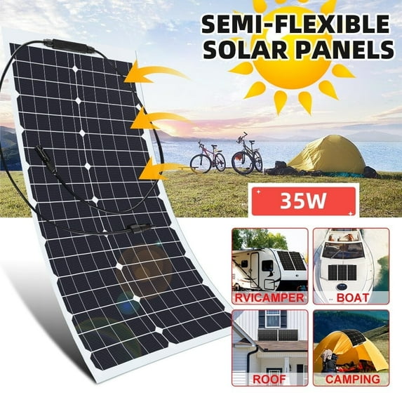 Solar Panel 35 Watt 18 Volt,DFITO High-Efficiency Monocrystalline PV Module,Flexible Solar Panel for RV Marine Rooftop Farm Battery and Other Off-Grid Applications