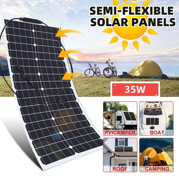 DFITO 35W 18V Portable Monocrystalline Solar Panel for RV Marine Camping, Flexible PV Module for Rooftop Farm Off-Grid Battery Charging