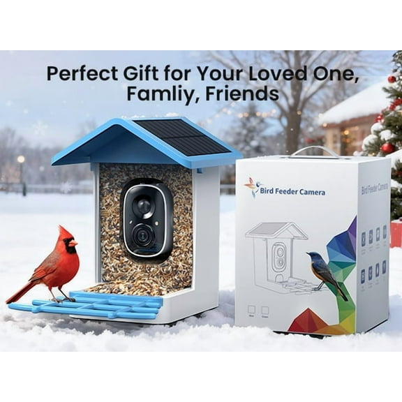Solar Panel Bird Feeder with Camera AI Smart Bird Feeder House Waterproof Night Vision Cameras