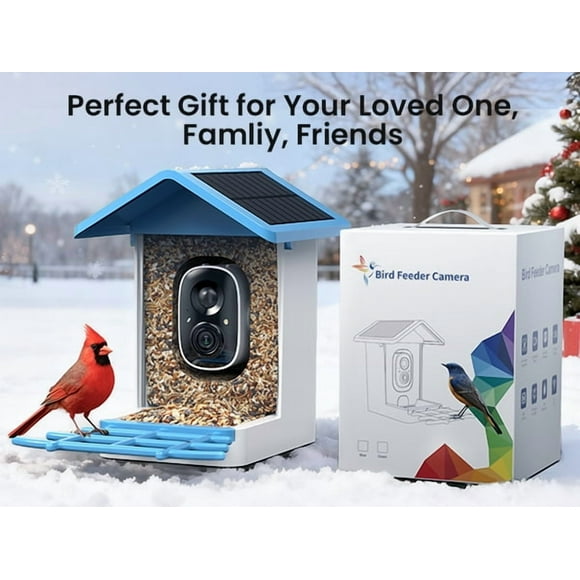 Solar Panel Bird Feeder with Camera AI Smart Bird Feeder House Waterproof Night Vision Cameras