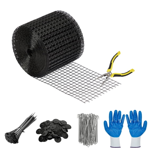 Solar Panel Bird Guard 6" x 100 FT – 1/2" PVC Coated Mesh Roll Kit, Rodent Protection with 70 Clips, Scissors & Gloves – Critter Guard