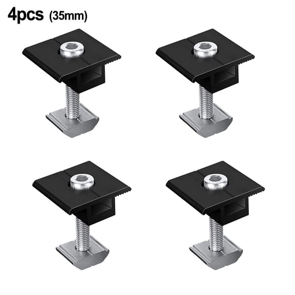 Solar Panel Bracket Fixing Pv End Clamp Middle Clamp Mounting 30Mm/35Mm Black 4X 35Mm End Clamp