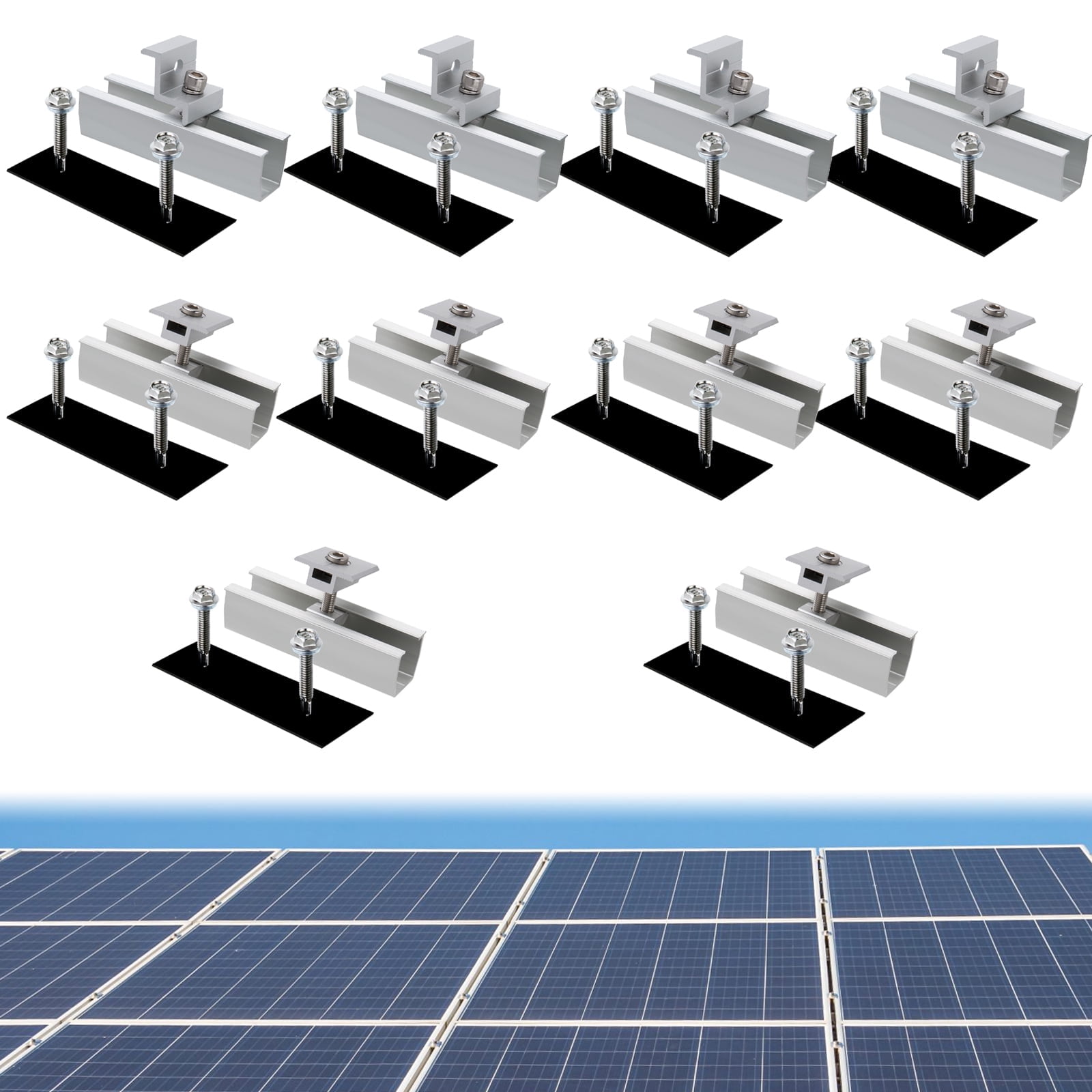Solar Panel Bracket Kit, 10Pcs Solar Roof Mounting 30mm/35mm Rail Clamp ...