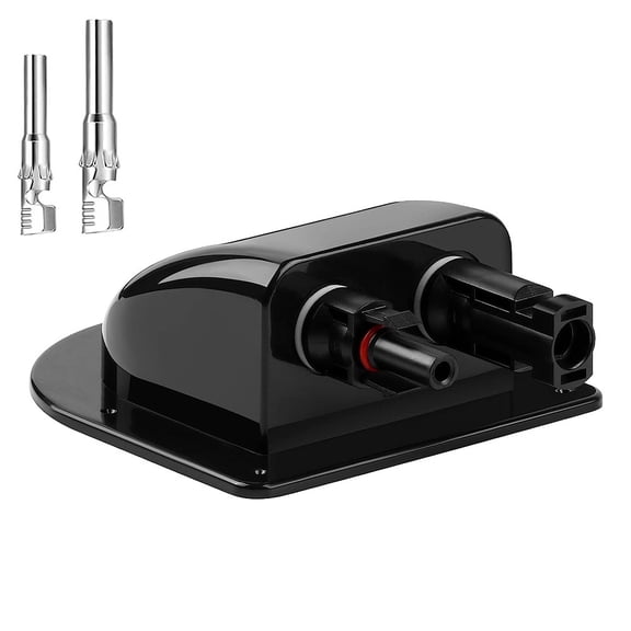 Solar Panel Cable Connections Box Waterproof ABS Junction Box for RV Motorhome Boat Garden Home Solar Cells Housing 2-6mm² Cable Entry Gland with Photovoltaic Sockets Black 12x9.5x4cm
