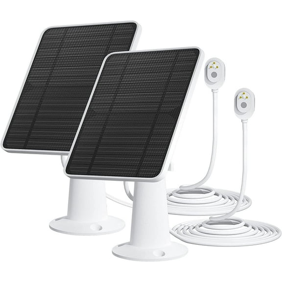Solar Panel Charger Compatible with Arlo Ultra/Ultra 2/Pro 3/Pro 4/Pro 3 Floodlight Security Camera, 5V 4W Solar Panels Charging IP65 Weatherproof w/ 9.8ft Charging Cable Adjustable Wall Mount, 2 Pack