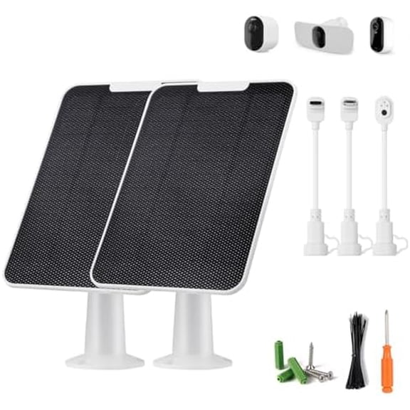 Solar Panel Charger Compatible with Essential Series, Pro 6/6 XL/5S/4/3, Go 2, Ultra Series & Wireless Floodlights, 6V 5W Solar Panel for Arlo Security Camera, P65 Weatherproof, 9.8ft Cable, 2 Pack$$
