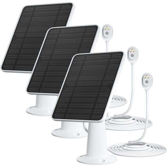 Solar Panel Charger Compatible with Ultra/Ultra 2/Pro 3/Pro 4/Pro 3 Floodlight Security Camera, 5V 4W Solar Panels Charging IP65 Weatherproof w/ 9.8ft Charging Cable Adjustable Wall Mount, 3 Pack