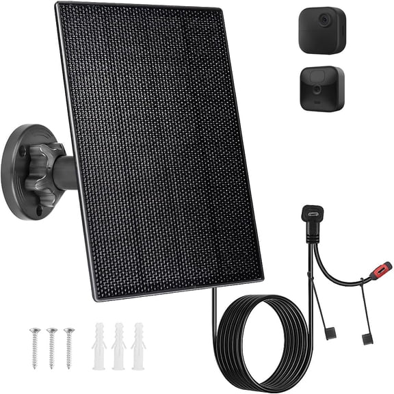 Solar Panel Charger for Outdoor Camera, 3W Solar Panel Compatible with 2600mAh Battery, IP66 Waterproof with Weather-Tight USB-C Seal & 360 Mount for Outdoor 4/3/XT2/XT