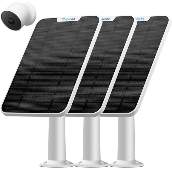 Solar Panel Charging For Google Nest Camera Outdoor & Indoor (Battery), with 13.1ft Waterproof Charging Cable, IP65 Weatherproof(3-Pack)