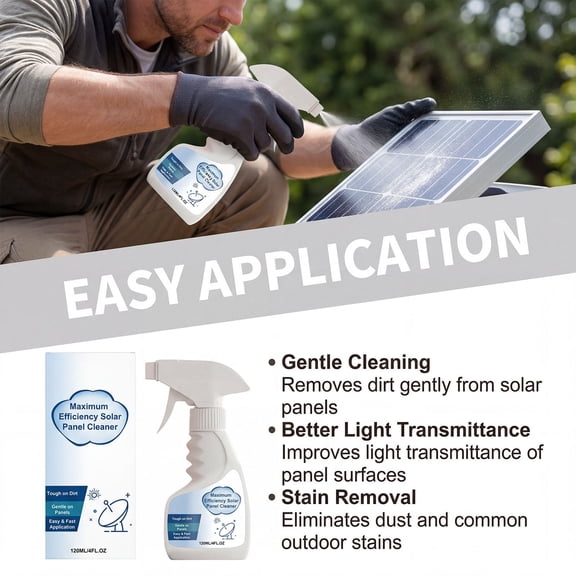 Solar Panel Cleaner Spray 120ml, Eco Friendly Solution for Dust and Grime, Boosts Efficiency, Safe for Outdoor Surfaces, Easy Rinse Off