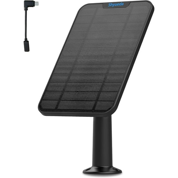 Solar Panel Compatible with Eufycam 3/3C/2C/2C Pro/2/2 Pro/E20/E40/E/S40/S220/L40/L20, with 13.1ft Waterproof Charging Cable, IP65 Weatherproof,Includes Micro USB to Type-c Adapter(Black)