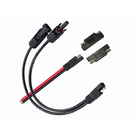Solar Panel Connectors 10AWG Compatible with MC-4 Solar Connecter to SAE Adapter PV Extension Cable Wire for RV Caravan Solar Panels Battery Charger kit with Two SAE to SAE Polarity Reverse Adapters