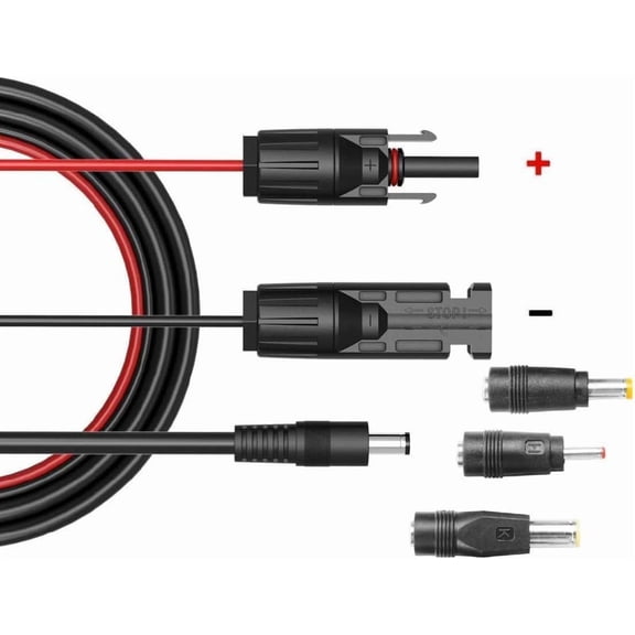 Solar Panel Connectors Compatible with M-C-4 Solar Connectors to DC Extension Cable 16AWG with DC 5.5mmx2.1mm, DC3.5x1.35mm,DC5.5x2.5mm and DC8mm Adapter for Portable Power Station Solar Generators