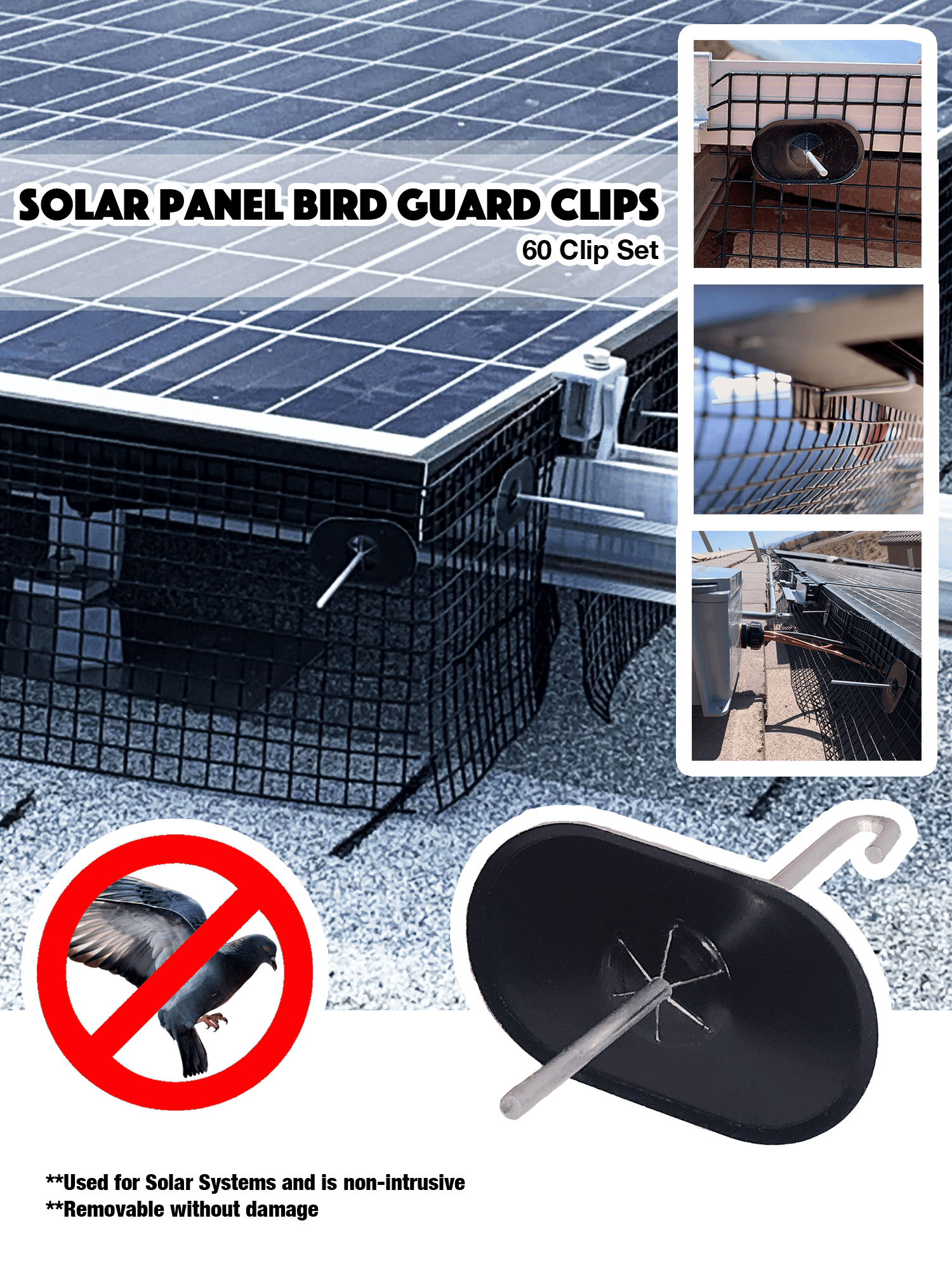 Rotak Solar Panel Critter Guard Clips, Fasten Mesh to Solar Panels, Set ...