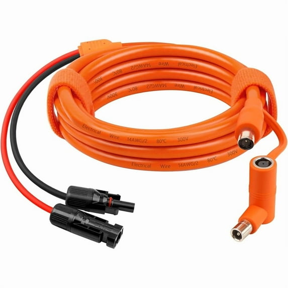 Solar Panel to DC 8mm Adapter Cable 2m, Solar Connector to DC7909/8020 Male Plug Extension Cord, Tinned Copper Wire,1 * Solar power connector cable,Orange