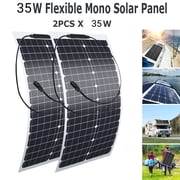 DFITO 35W 18V Portable Monocrystalline Solar Panel for RV Marine Camping, Flexible PV Module for Rooftop Farm Off-Grid Battery Charging,2 Pack