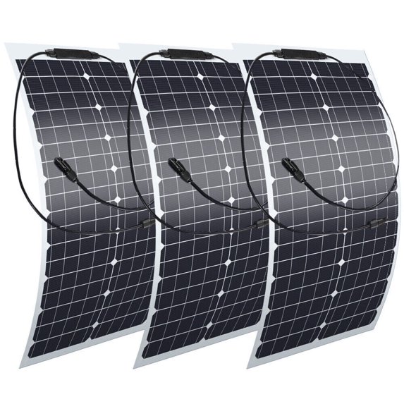Solar Panel,DFITO 35W 18V Flexible Monocrystalline Bendable Solar Panels Charger Off-Grid for RV Boat Cabin Van Car Uneven Surfaces,3Packs