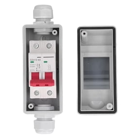 Solar Panel Disconnect Switch, PV Circuit Breaker Box Cover DC 500V IP65 Photovoltaic DC Isolation Switch DC Miniature Circuit Breaker RV Breaker Box Outdoor (40A)