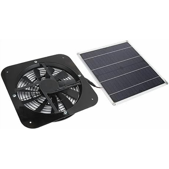 Solar Panel Fan Kit, 100W Solar Powered Fan with Rainproof, High Airflow, High Speed Exhaust Fan, Wall Mount Ventilation, Cooling Vent for Household, Greenhouse, Shed (Black)