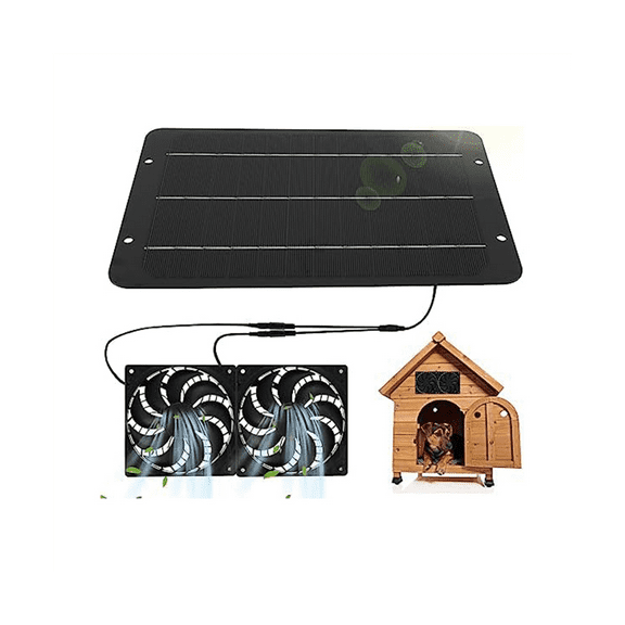 Solar Panel Fan Kit, 10W 12V for Greenhouse, Powered Dual with 31.5Inch Cable, Sheds