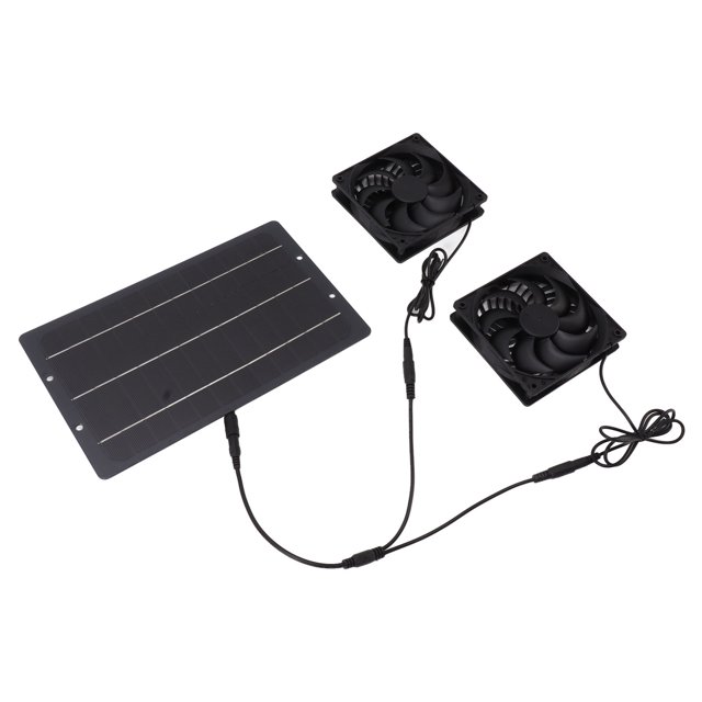 Solar Panel Fan Kit 10W Dual Exhaust Fan Weatherproof for Chicken Coops