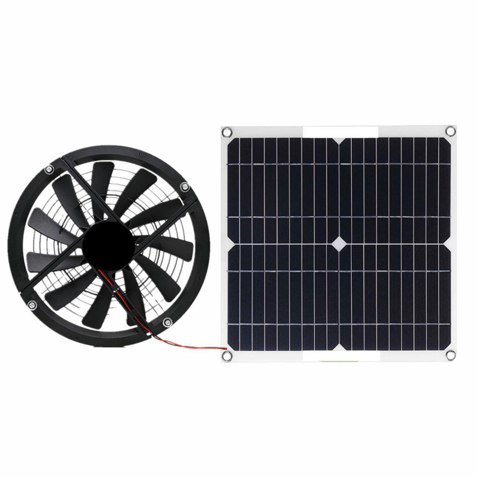 Solar Panel Fan Kit 12W Weatherproof Solar Exhaust Fan Portable Ventilator with Metal Protection Mesh Solar Powered Fan for Chicken Coops Greenhouses Sheds Pet Houses Window Exhaust