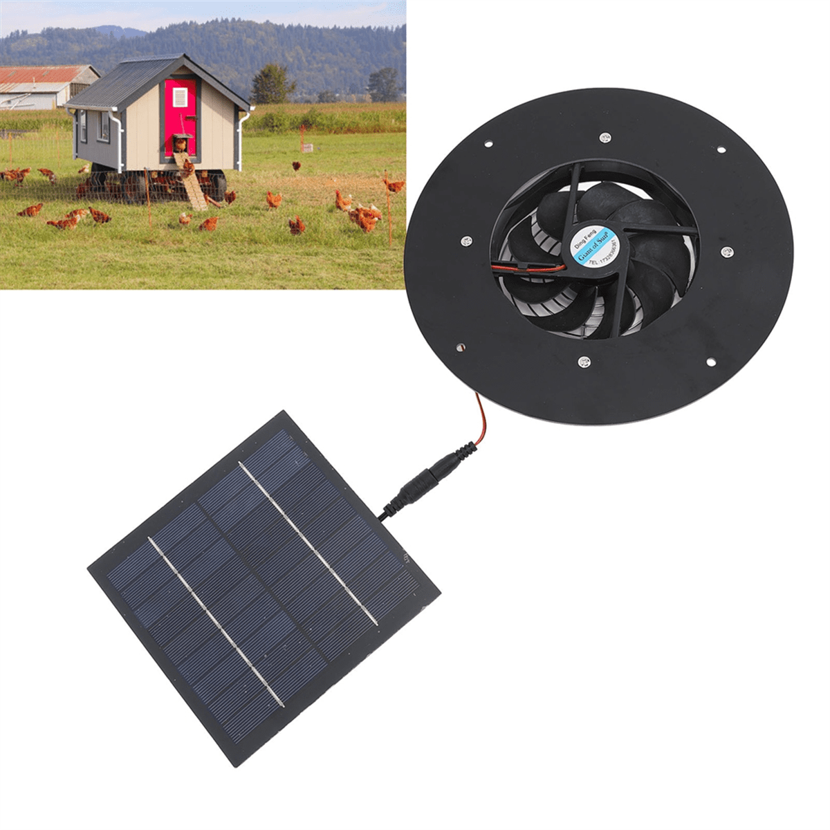 Solar Panel Fan Kit Solar Panel 10 Inch Round Ventilation Case Exhaust