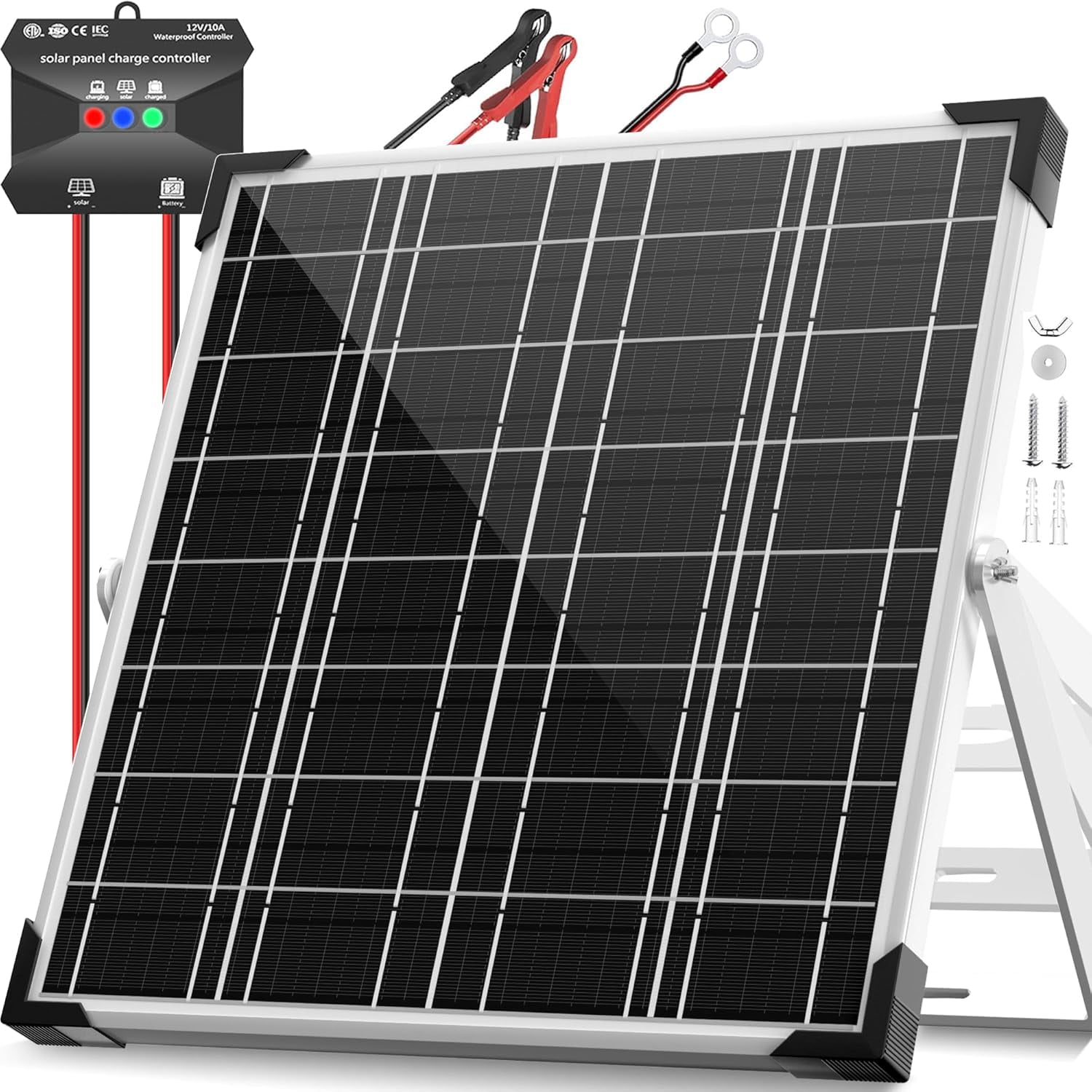Solar Panel Kit 20W 12V, Solar Battery Trickle Charger Maintainer ...