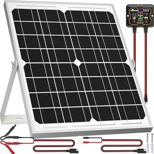 Solar Panel Kit 20W 12V, Waterproof Solar Battery Trickle Charger Maintainer + Smart MPPT Controller + Adjustable Mount Bracket for Boat Car RV Motorcycle Marine Automotive