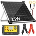 thumbnail image 1 of Solar Panel Kit 25W 12V Monocrystalline, Solar Battery Trickle Charger Maintainer, Solar Battery Maintainer + Upgrade Controller + Adjustable Mount Bracket, Best for Boat Car RV Motorcycle, 1 of 8