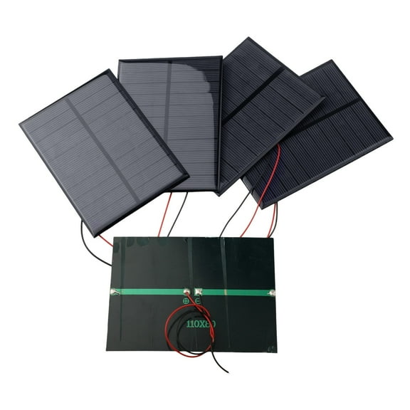 Solar Panel Kit 5V 200mA Polycrystalline 110x80mm,5 Pack with 10cm Wire for DIY Projects,Home Lighting,Low-Power DC Appliances,Durable Epoxy Resin Construction