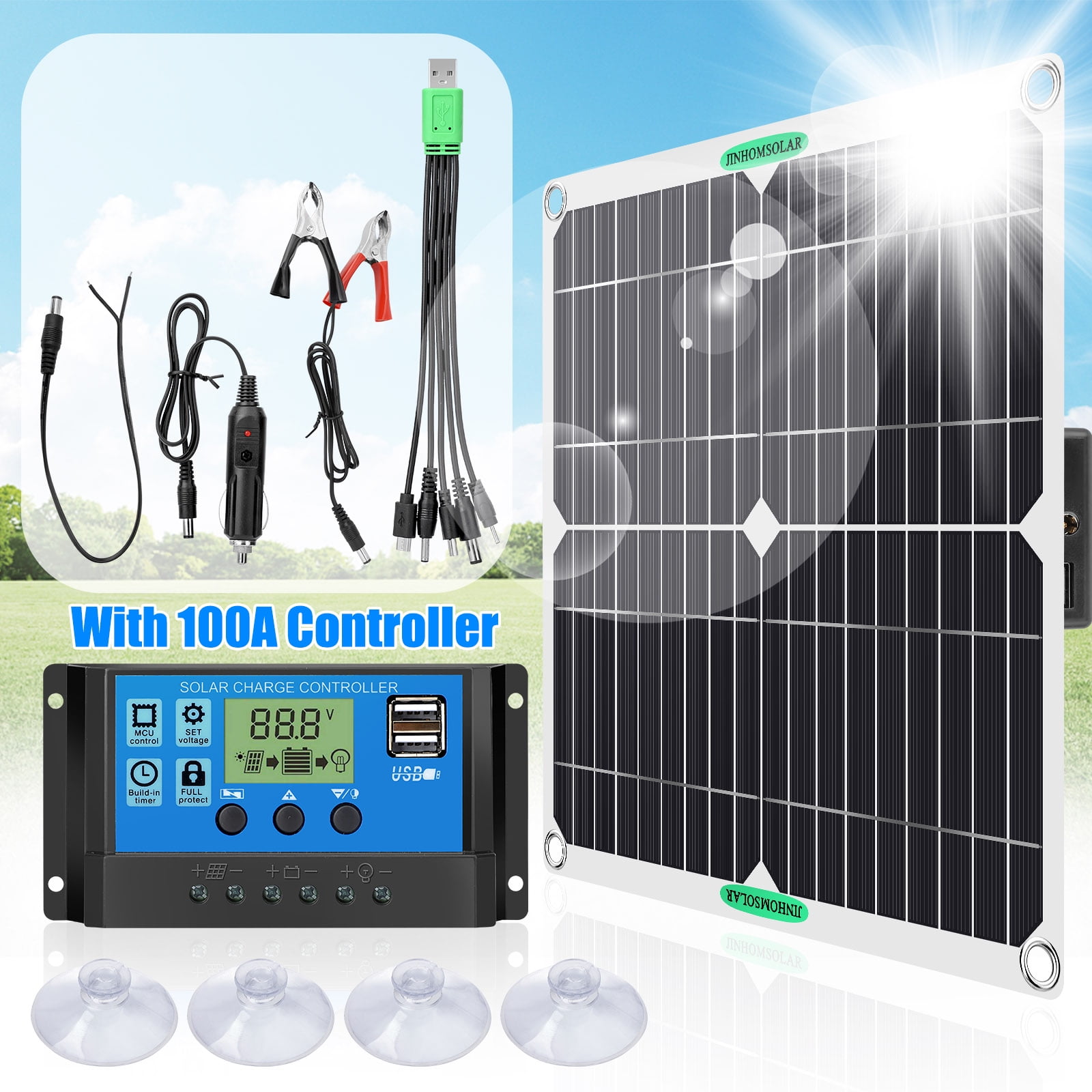 Solar Universe Combo Set of 100W (Poly) & 12V-10amps Smart Charge  Controller Solar Panel