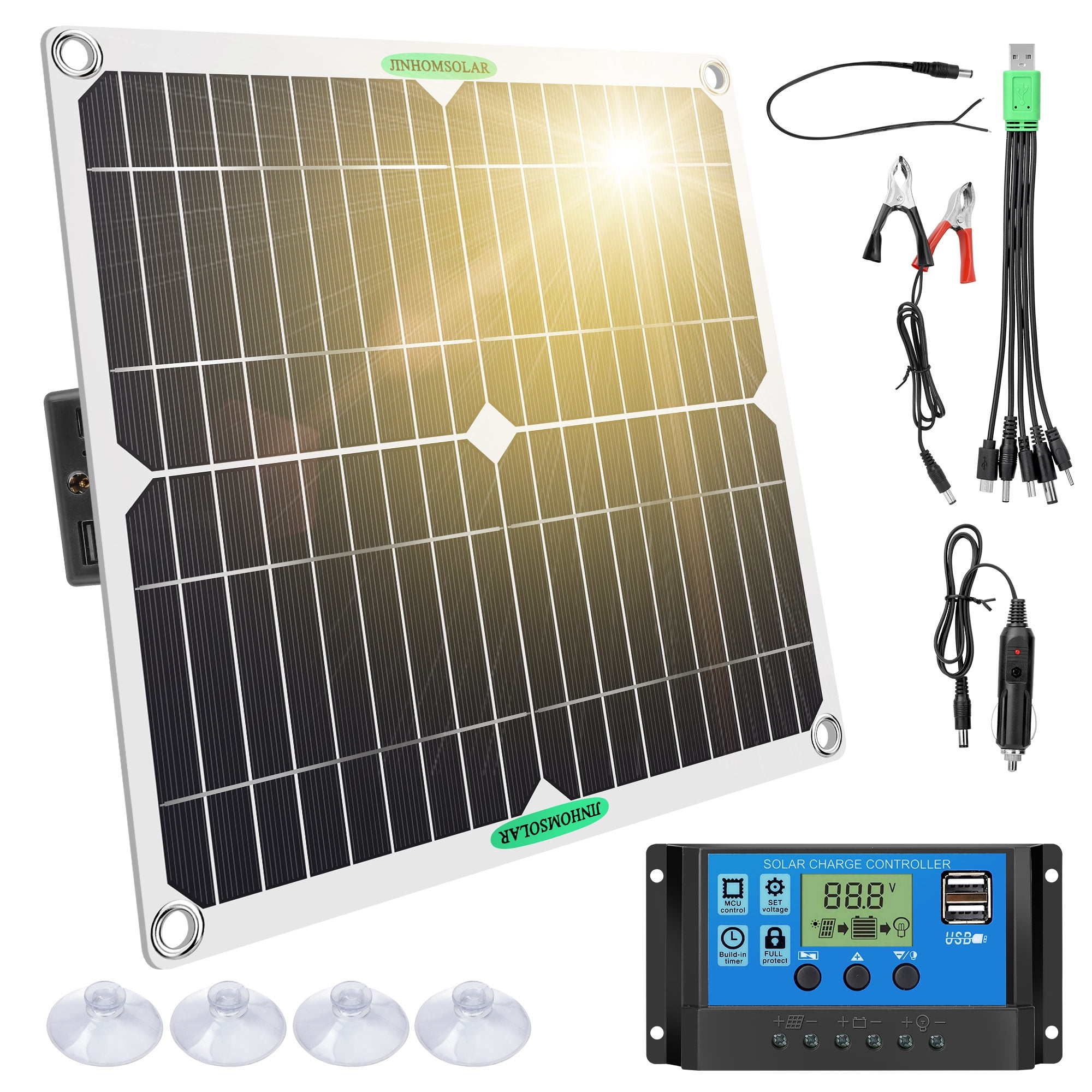 1 Kit Panel Solar Usb Dual 12 V-18 V-24 V Controlador, Cable Carga