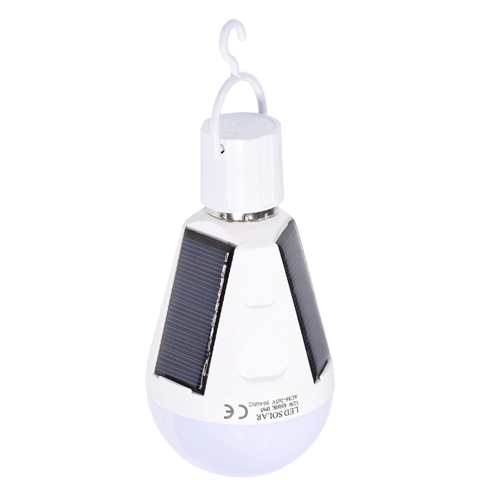 Solar Panel LED Light Bulb Portable Waterproof Indoor/Outdoor Hiking Camping Emergency Lamp Cold White Solar Emergency Bulb E27 Screw Base Emergency Light Bulb 12W For Camping Car
