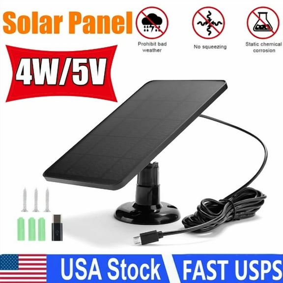 Solar Panel Micro Usb C Power Cctv Camera Security Cam Battery Charger Outdoor