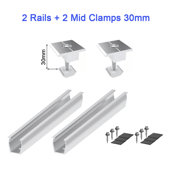 Solar Panel Mount Bracket Rails Clamp Fastening Module Mount Mounting PV Solar Power Supplies Trapezoidal Roof 30mm
