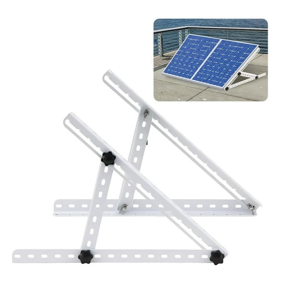 AEASKIEY Solar Panel Mount, 16" Adjustable Stand with Foldable Tilt Legs Solar Ground Mount for 1-2pcs 50 100 Watt Portable Solar Panel for RV, Roof, Boat, and Off-Grid, White