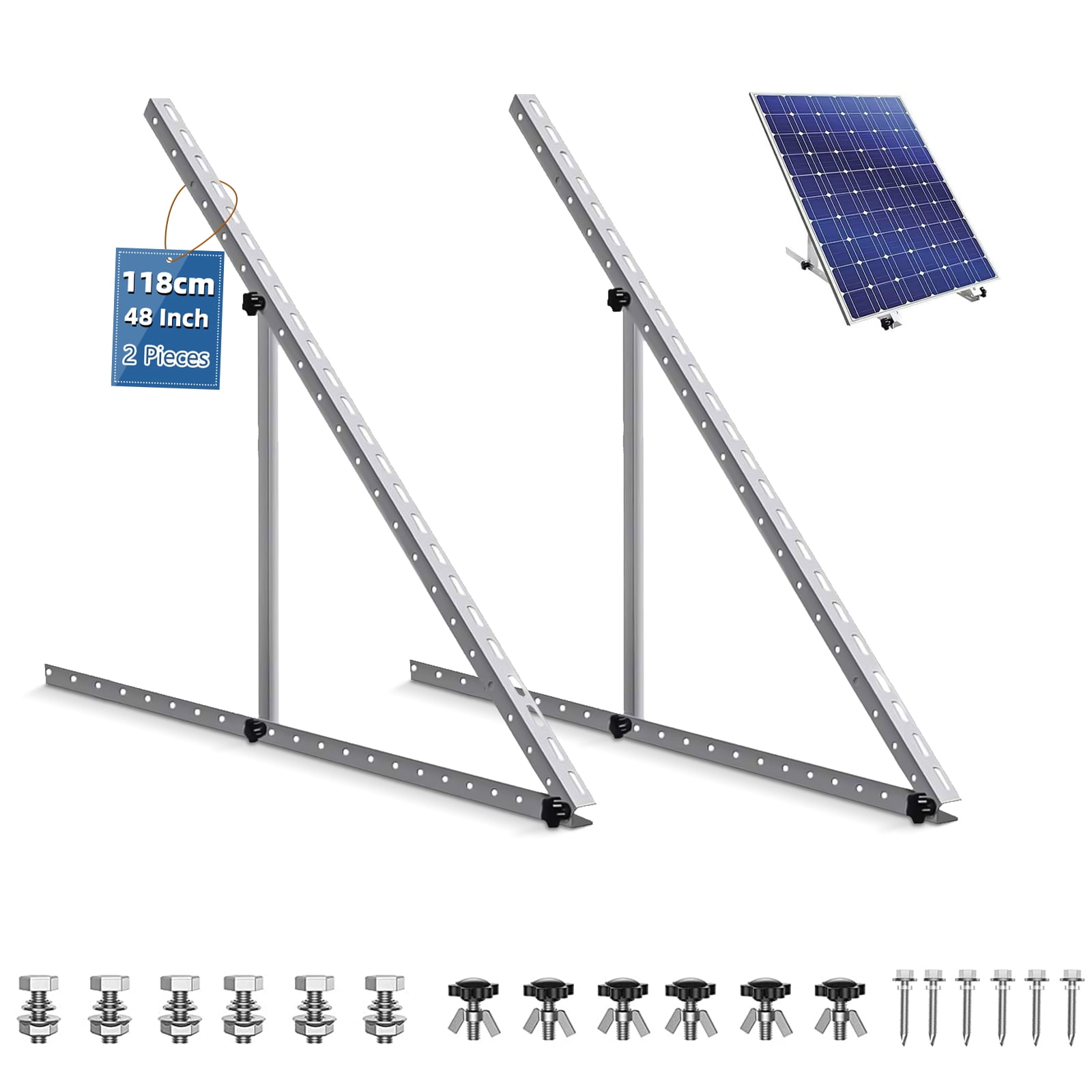 Solar Panel Mount Brackets, 48 inch Adjustable Foldable Tilt Legs, Suitable for 180 200 300 400 500 Watt Solar Panel for Roof, RV, Boat
